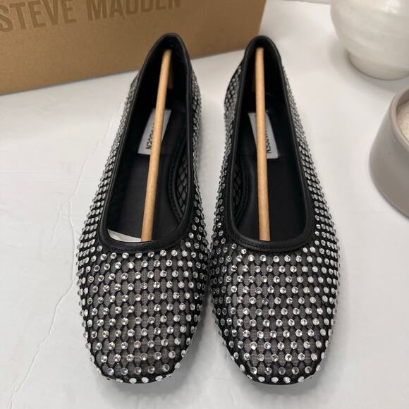 Steve Madden Auden Mesh Textile Flats with Rhinestones Black Women 7.5 NWB - Picture 5 of 10